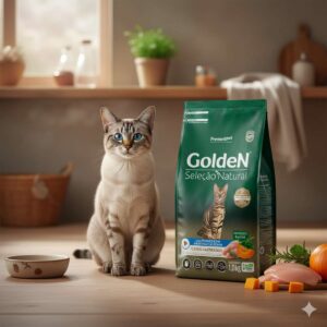 Ração Golden Seleção Natural Gatos Adultos Castrados Frango com Abóbora e Alecrim – 1kg